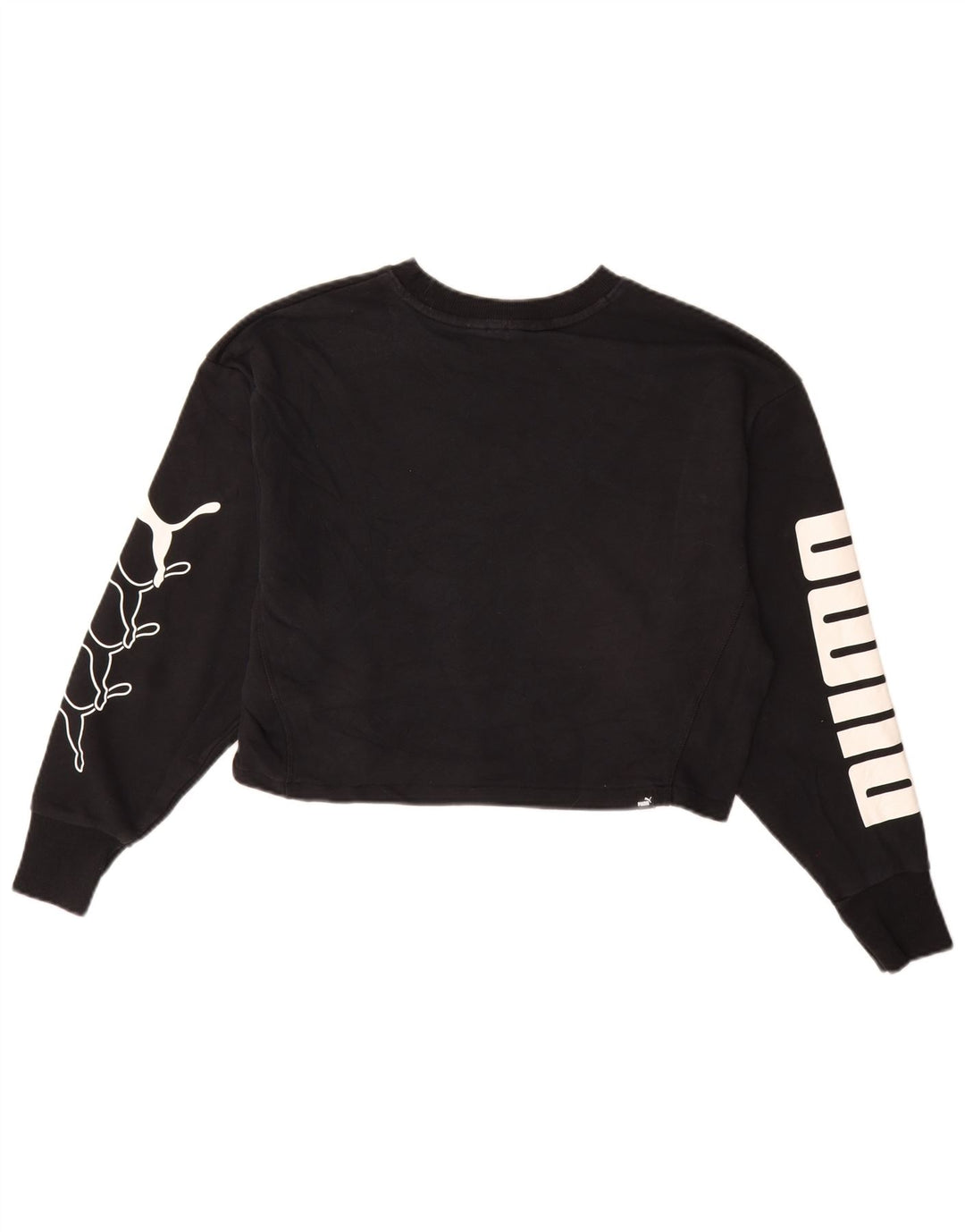 PUMA Sudadera con gráfico recortado extragrande para mujer UK 10 Small Black