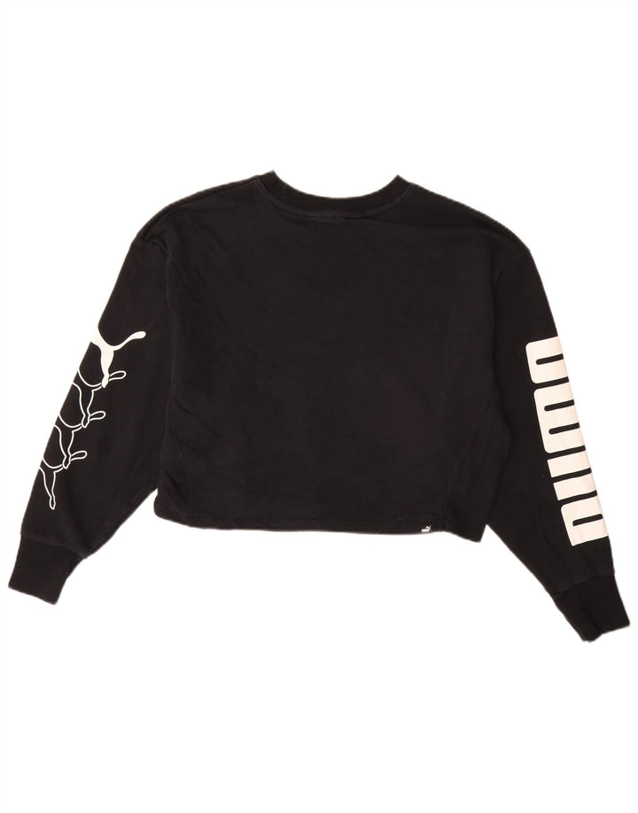 PUMA Sudadera con gráfico recortado extragrande para mujer UK 10 Small Black