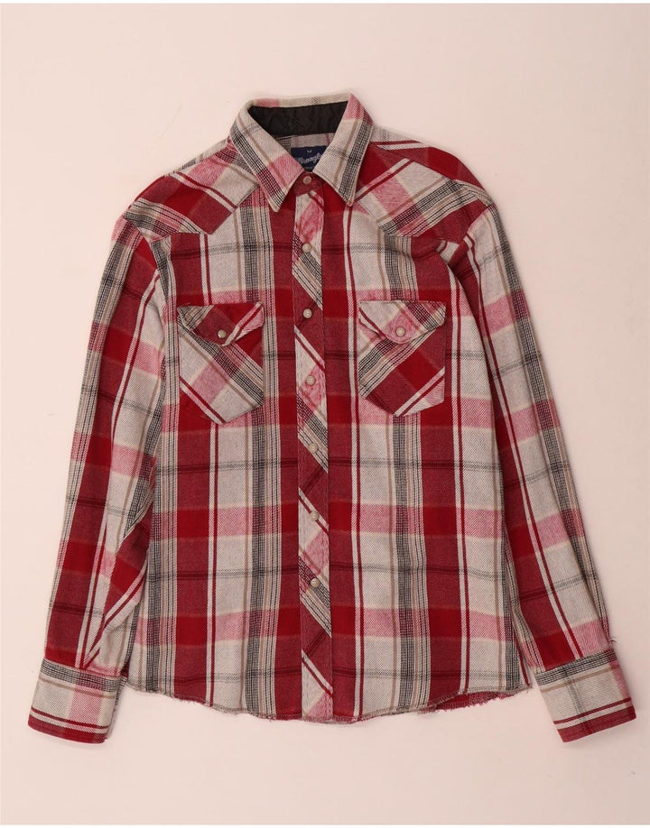 Camisa de franela Wrangler para hombre con cuadros rojos medianos
