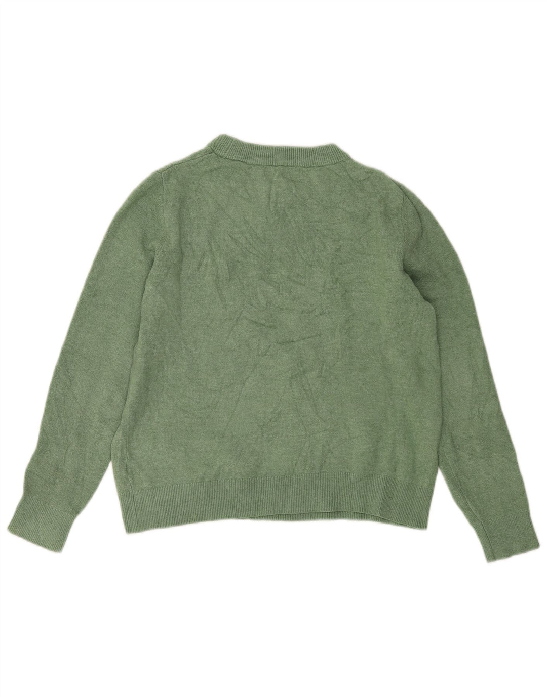 Marks & Spencer Suéter de cuello redondo para mujer UK 10 Pequeño Poliéster verde
