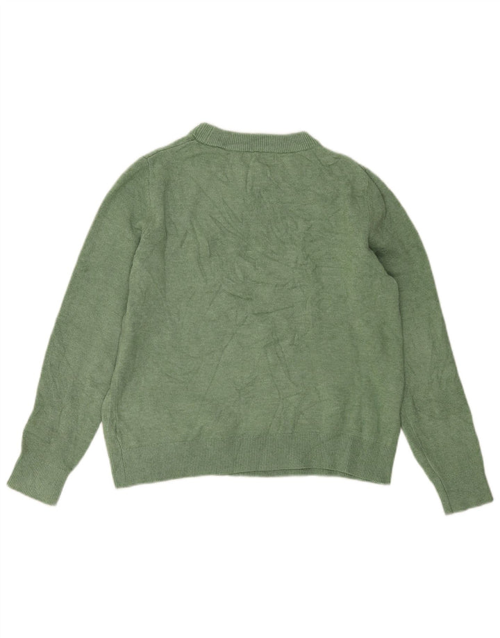 Marks & Spencer Suéter de cuello redondo para mujer UK 10 Pequeño Poliéster verde