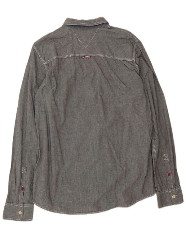 Tommy Hilfiger Camisa Hombre XL Gris Pata De Gallo Algodón