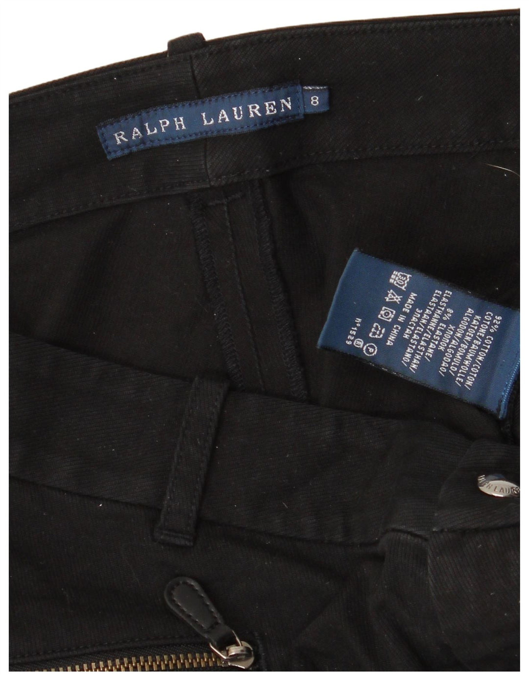 Ralph Lauren Pantalones de equitación delgados para mujer US 8 Medium W30 L28 Algodón negro
