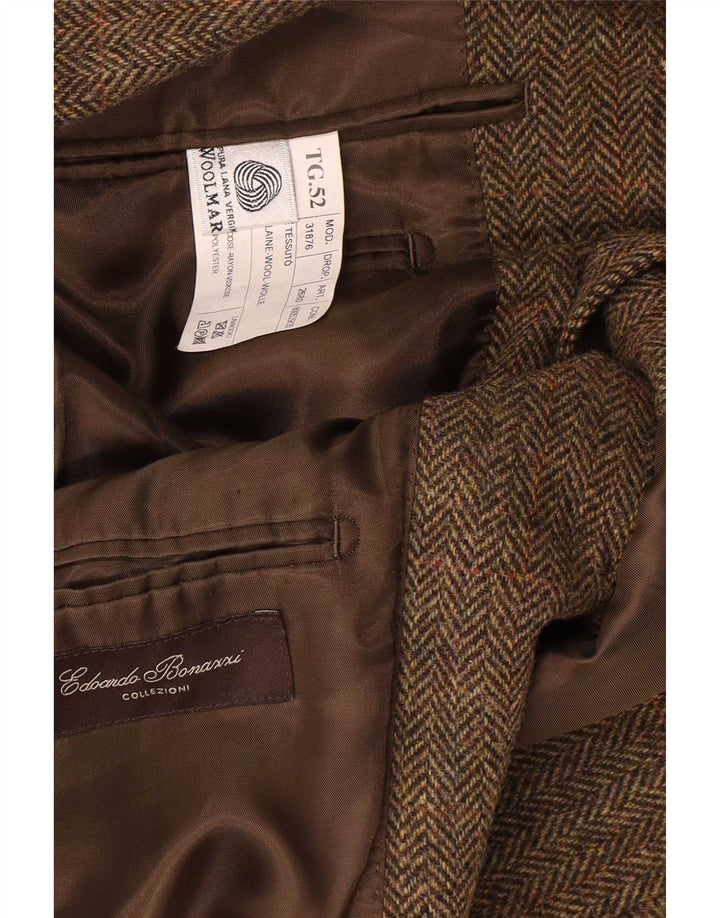 Vintage hombres 3 botones Blazer chaqueta IT 52 XL lana de espiga caqui