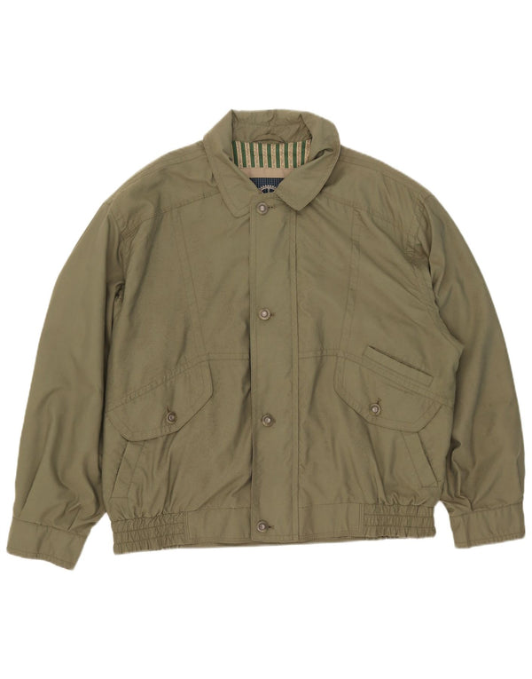 Vintage Hombres Bomber Chaqueta Reino Unido 42 XL Microfibras Verdes