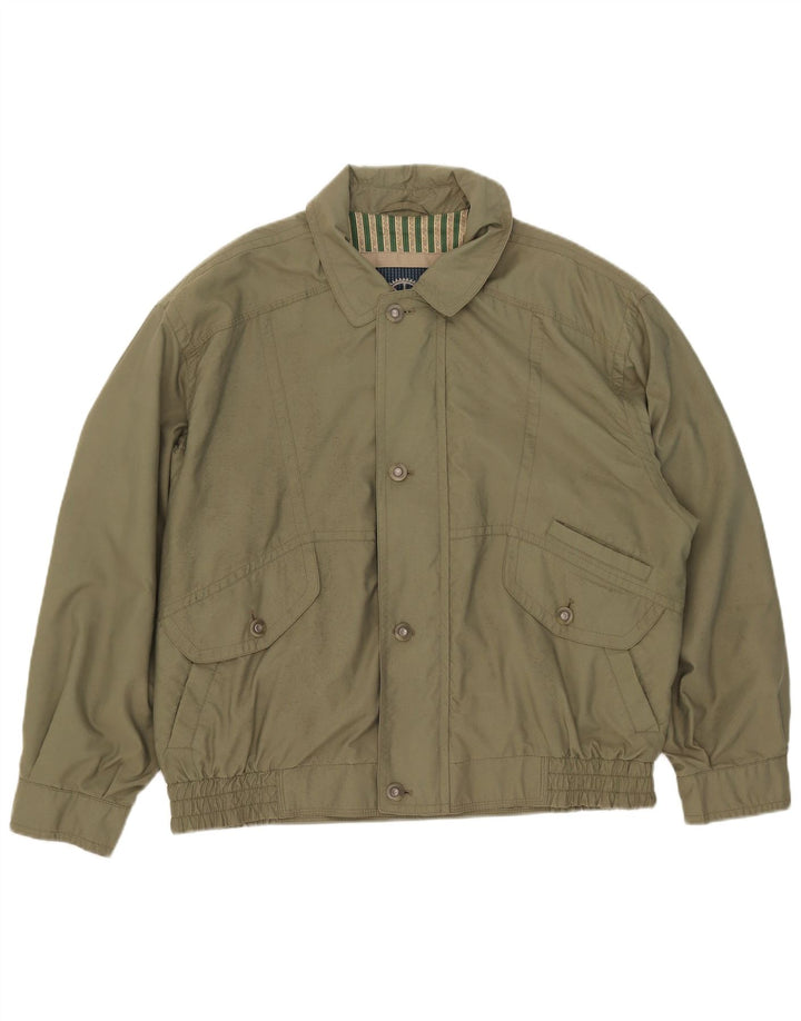 Vintage Hombres Bomber Chaqueta Reino Unido 42 XL Microfibras Verdes