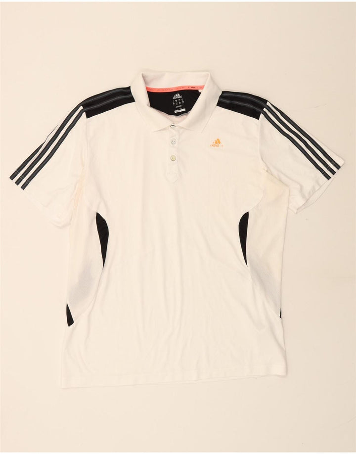 ADIDAS Polo Climacool para hombre XL Blanco Colorblock Poliéster