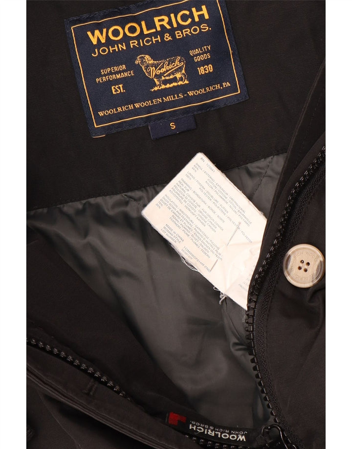 Woolrich Abrigo acolchado con capucha para mujer UK 10 Small Algodón negro