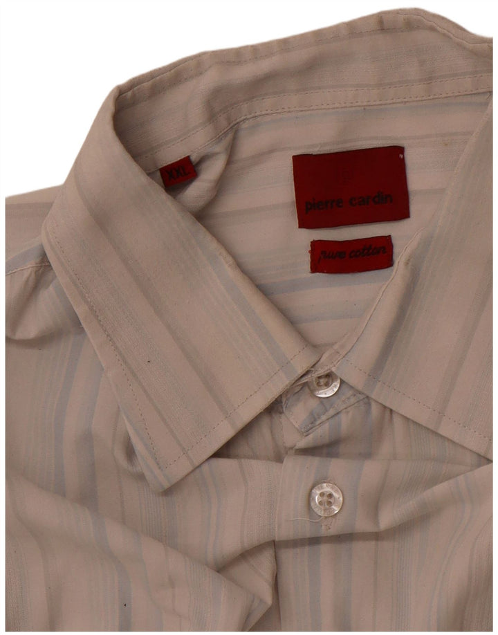 PIERRE CARDIN Camisa Manga Corta Hombre 2XL Algodón Rayas Azul