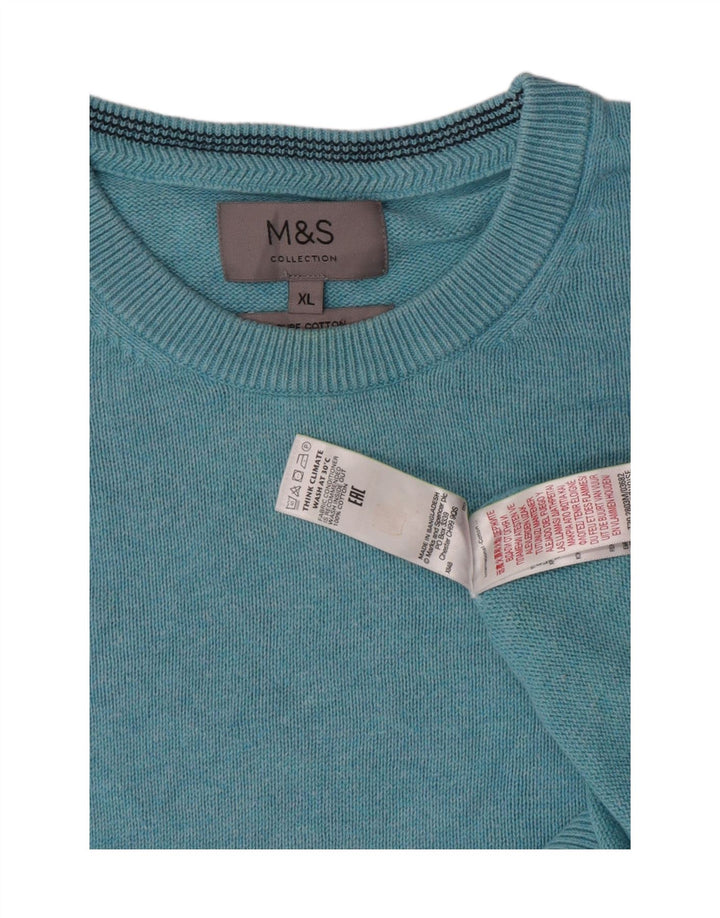 Marks & Spencer Jersey de cuello redondo para hombre XL Algodón azul