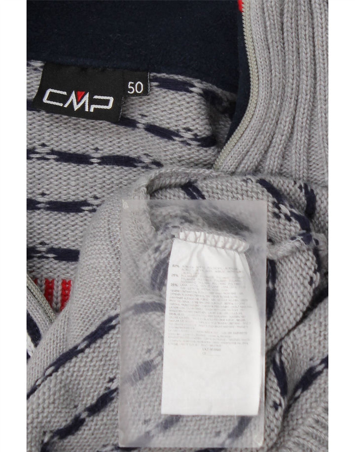 CMP Suéter tipo cárdigan con cremallera completa para hombre IT 50 Acrílico Fair Isle gris medio
