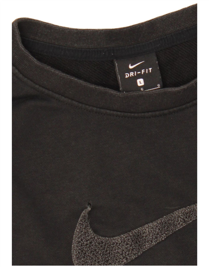 Nike - Sudadera extragrande con gráfico corto para mujer, talla 40, color negro