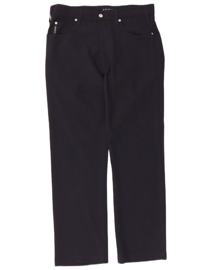 Armani Hombre Pantalones Rectos Casuales W32 L29 Poliéster Azul Marino