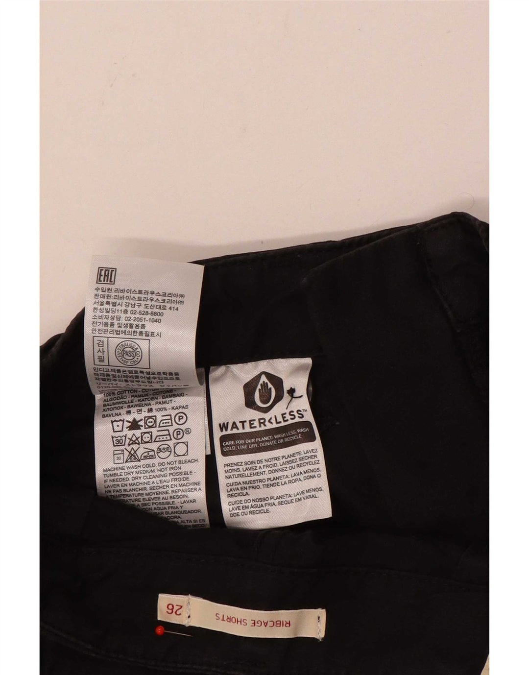 Levi's Mujer Ribcage Chino Shorts W26 Pequeño Algodón Negro