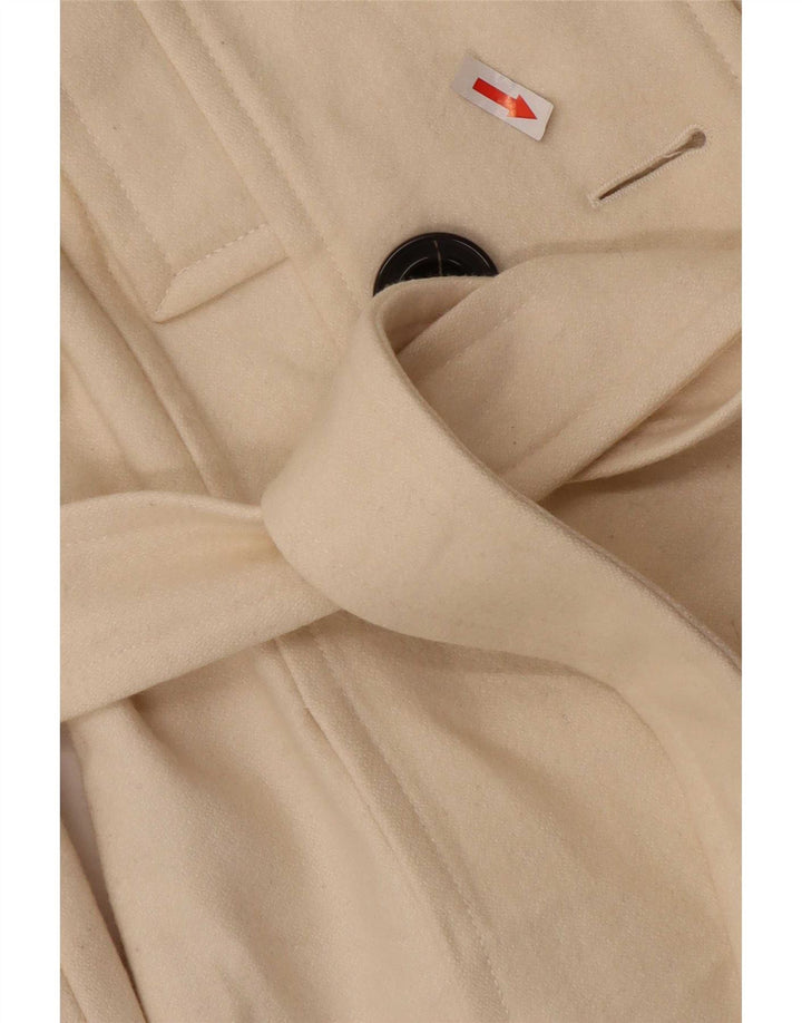 Zara Mujer Chaquetón UK 12 Mediano Lana Blanco Roto