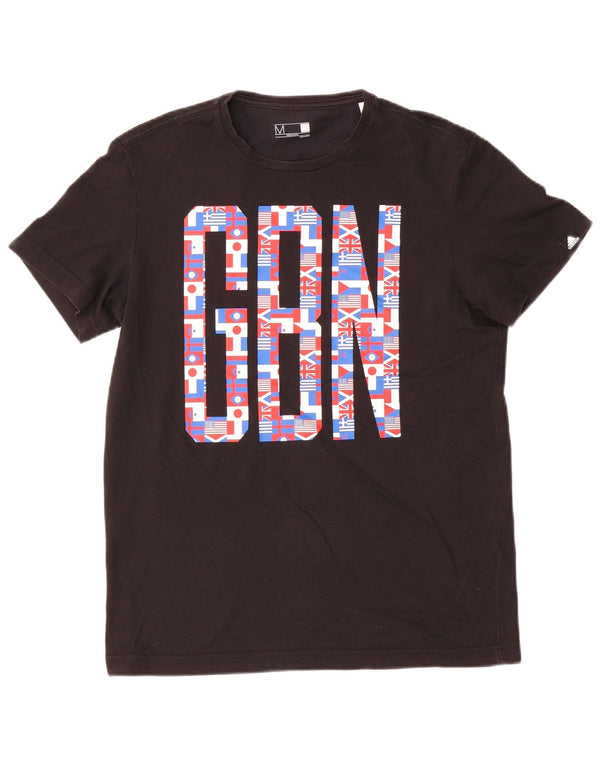 Adidas Mens Climalite Graphic Camiseta Top Medio Negro Algodón