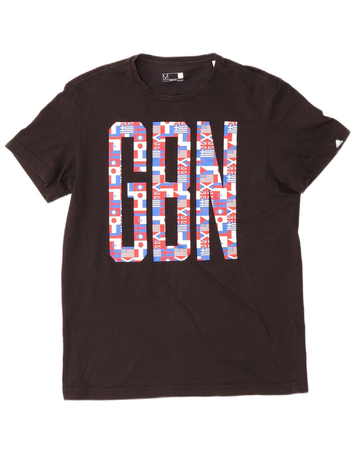 Adidas Mens Climalite Graphic Camiseta Top Medio Negro Algodón
