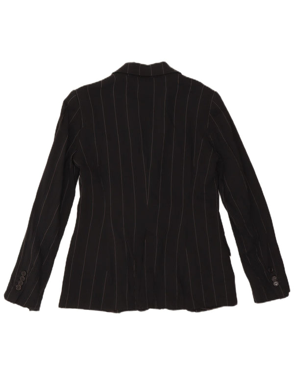 Zara Chaqueta tipo blazer con 1 botón para mujer EU 38 Small Rayón a rayas negras
