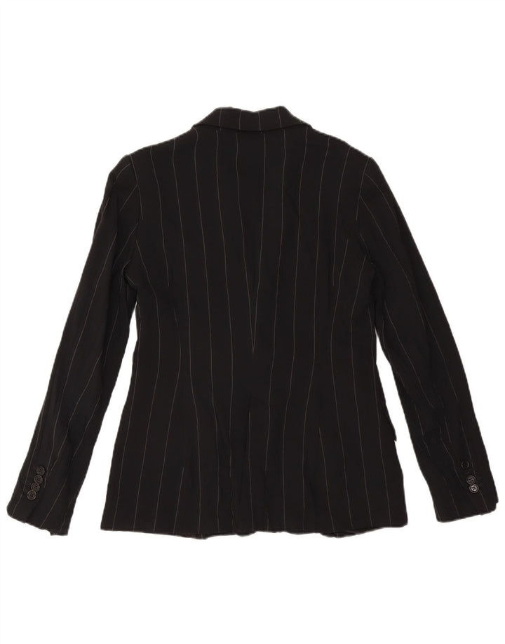 Zara Chaqueta tipo blazer con 1 botón para mujer EU 38 Small Rayón a rayas negras
