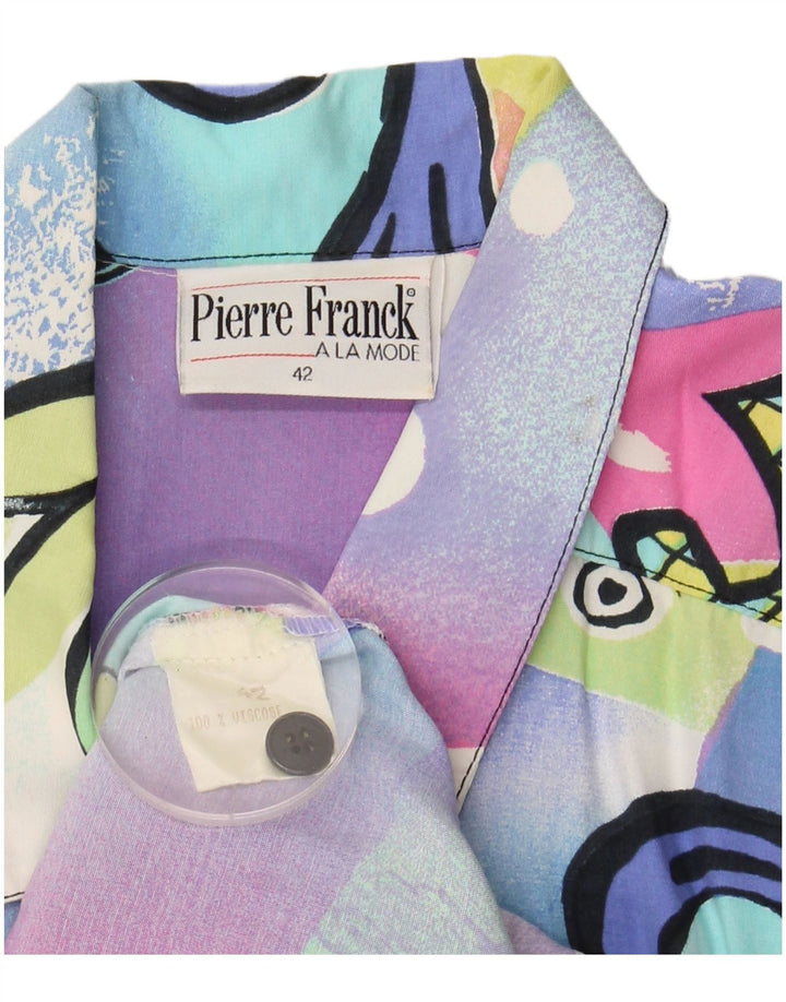 VINTAGE Mujer Patrón Abstracto Camisa Blusa EU 42 Grande Multicolor