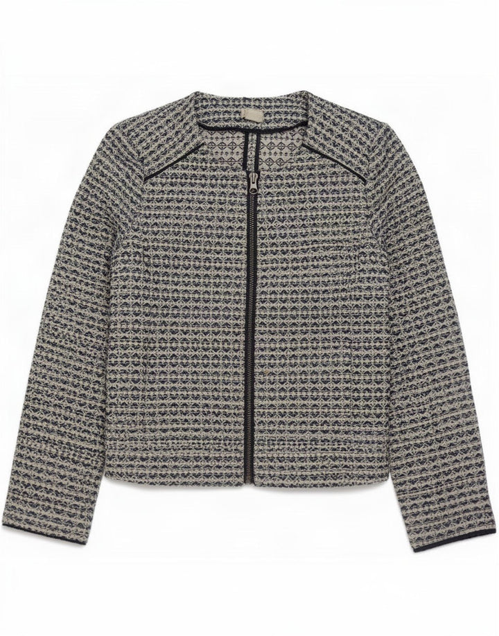 J. Crew Chaqueta tipo blazer con cremallera completa para mujer UK 6 XS Poliéster geométrico gris
