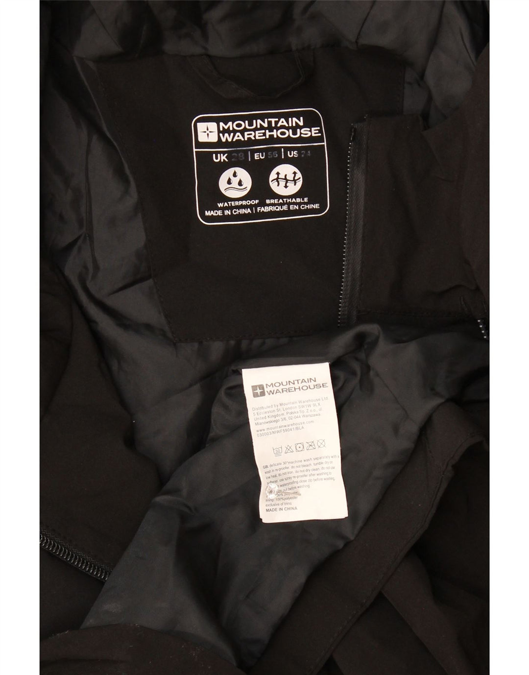 Chubasquero con capucha para mujer Mountain Warehouse ES 38 6XL Poliéster negro