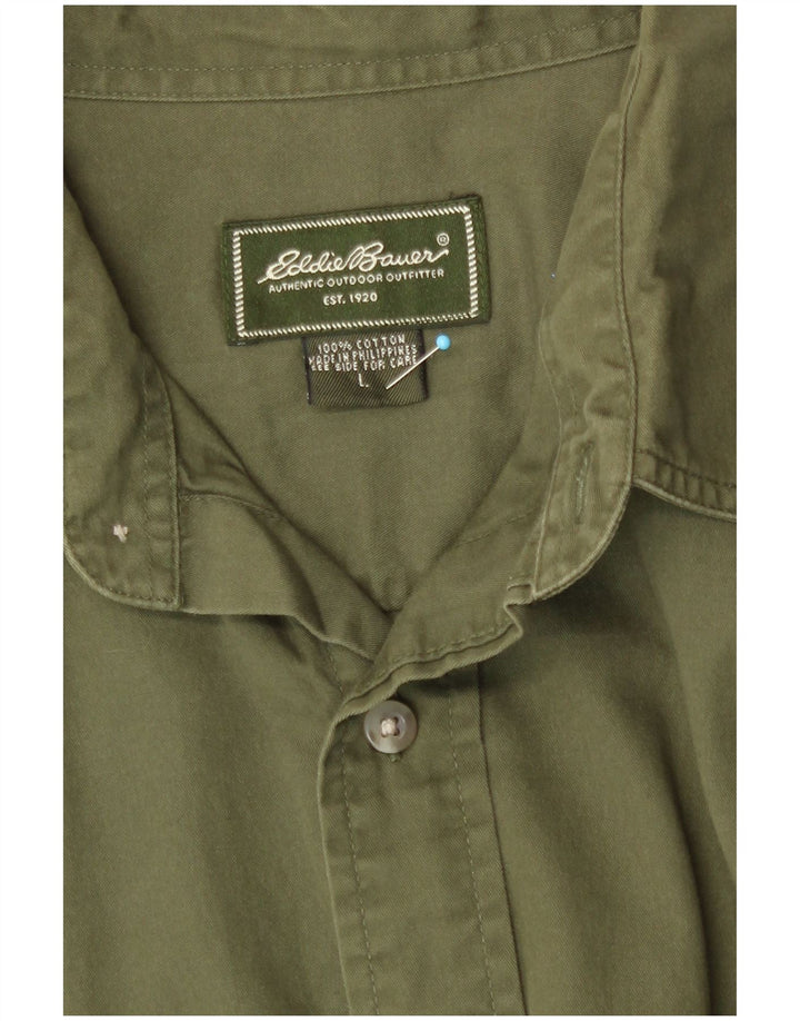 Eddie Bauer Camisa para hombre Grande Algodón verde