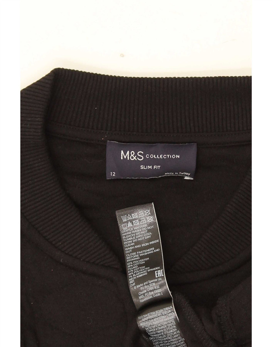 Marks & Spencer Chaqueta Acolchada Slim Fit para Mujer UK 12 Mediana Algodón Negro