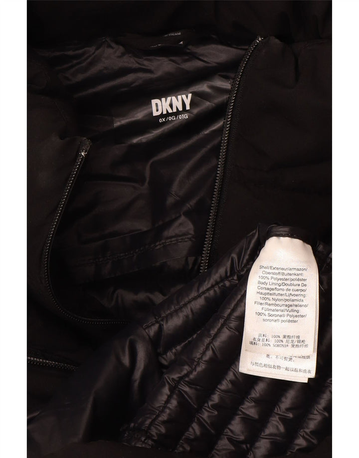 Dkny Abrigo acolchado con capucha para mujer talla grande UK 18 XL Poliéster negro