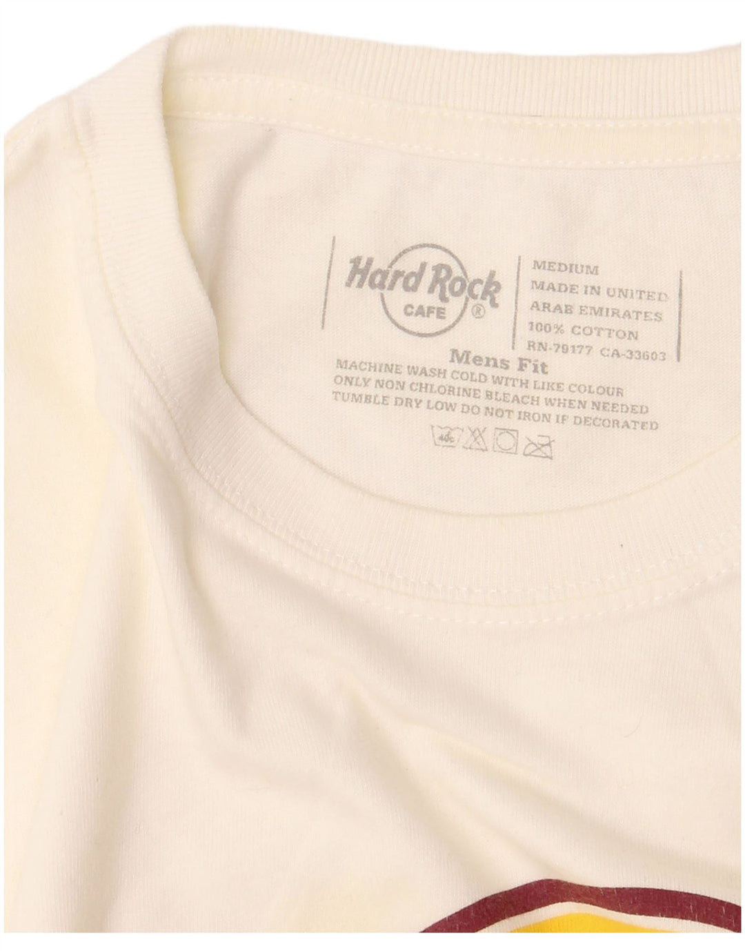 Hard Rock Cafe Hombres Praha Graphic Camiseta Top Medio Algodón Blanco