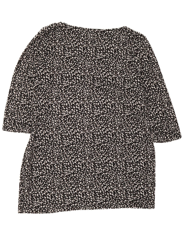 Marks & Spencer Top tipo túnica de manga 3/4 para mujer UK 40 XL Estampado animal negro