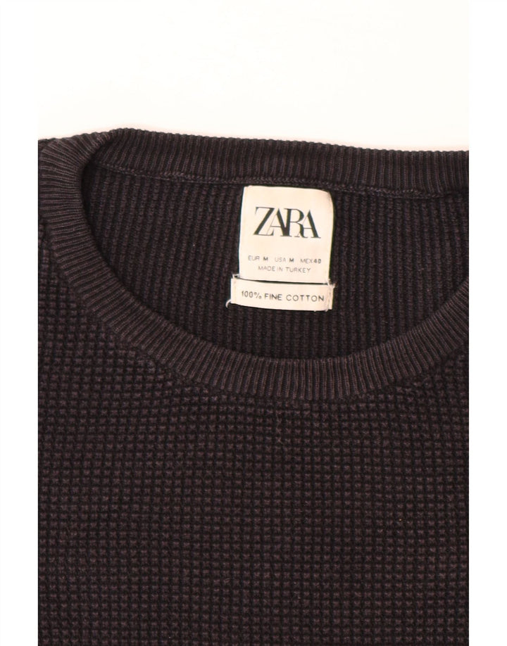 ZARA Hombre Jersey Cuello Redondo Jersey Mediano Negro Algodón