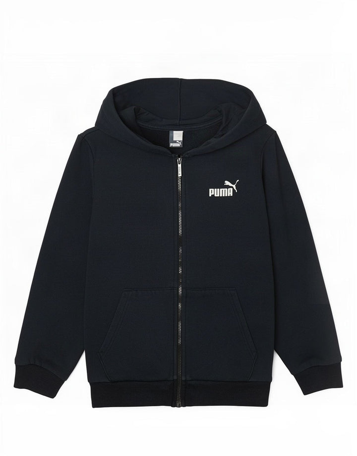 Puma Sudadera con capucha y cremallera para hombre, talla pequeña, algodón azul marino