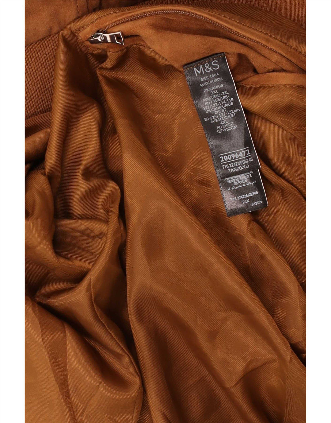 Marks & Spencer Chaqueta bomber de ante para hombre UK 46 3XL Cuero marrón