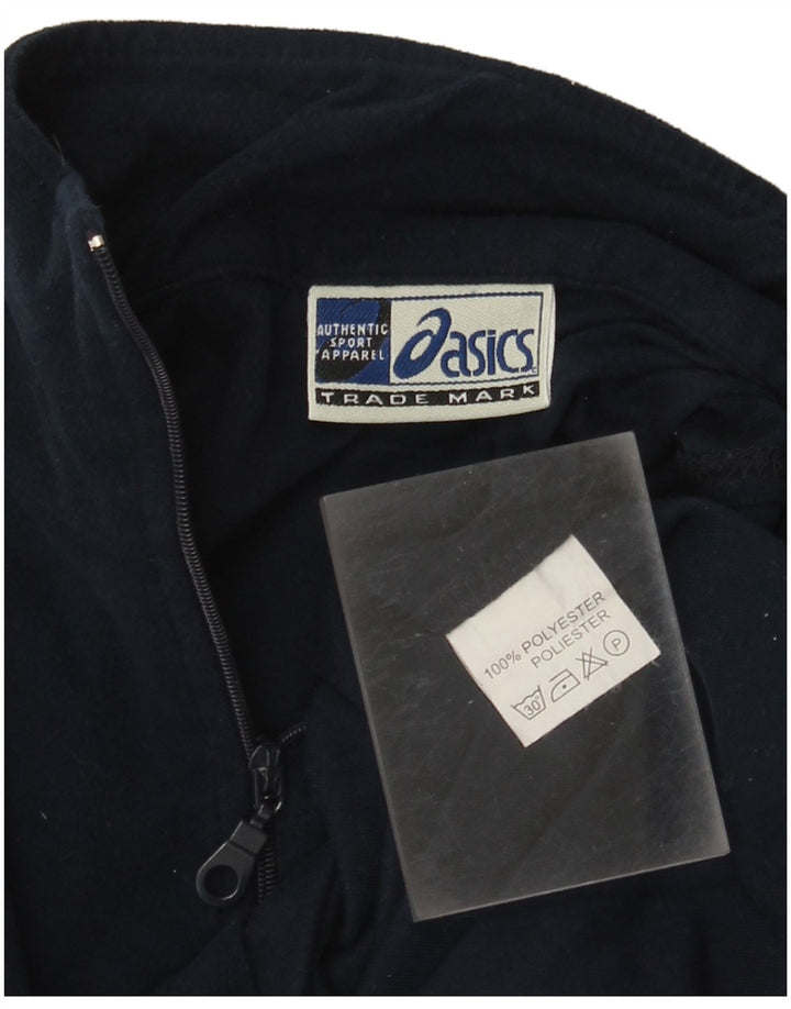 Asics Mens Zip Neck Pullover Chándal Top Pequeño Poliéster Azul Marino