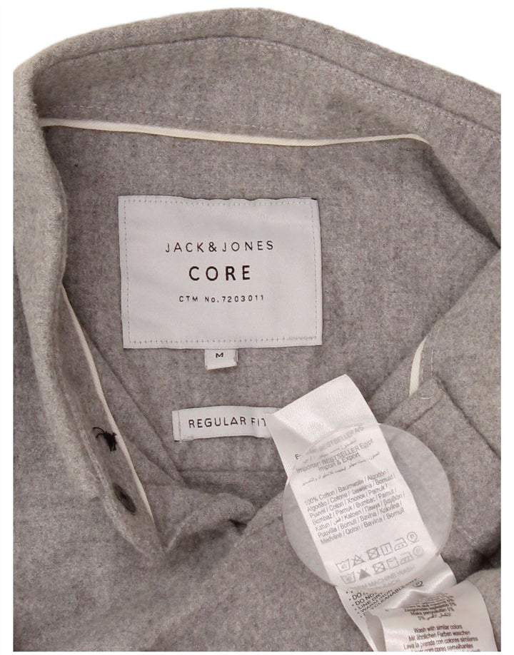 JACK & JONES Camisa Regular Fit De Franela De Algodón Gris Medio Hombre
