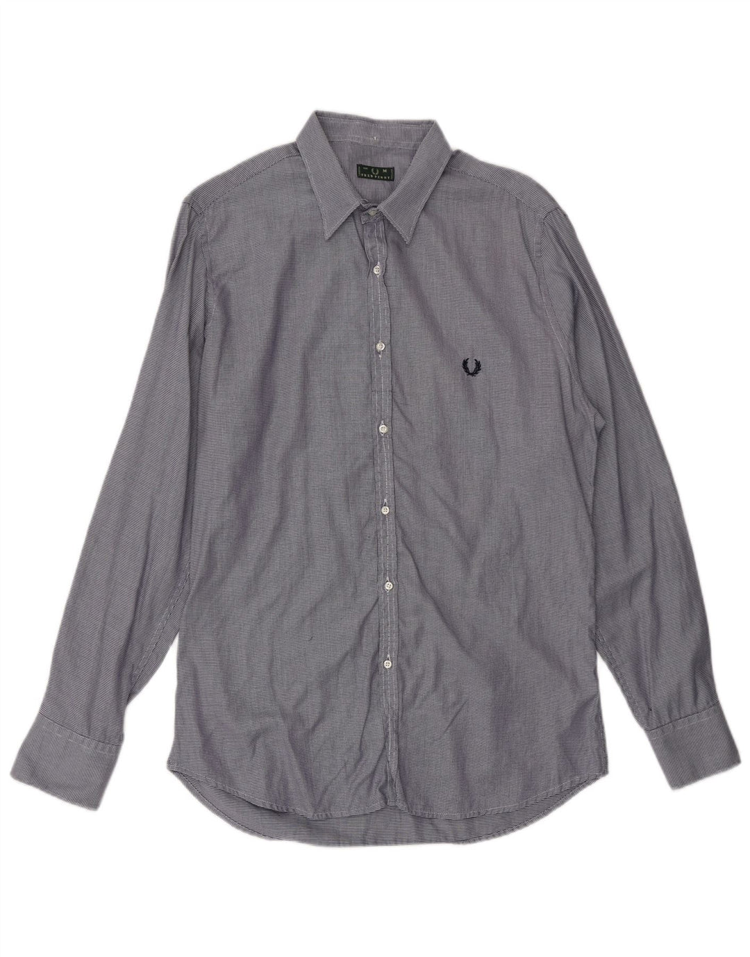 FRED PERRY Camisa de hombre de algodón a rayas azul medio