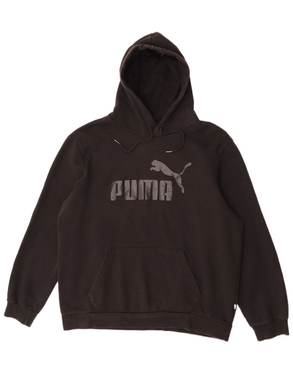 Puma Sudadera con capucha gráfica para hombre, talla grande, algodón negro