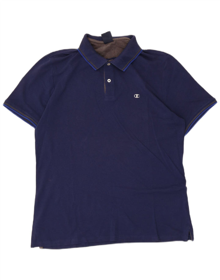 CHAMPION Polo para hombre grande de algodón azul marino