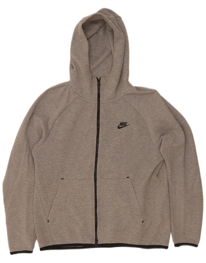 Nike - Sudadera con capucha y cremallera para hombre, algodón moteado en gris medio