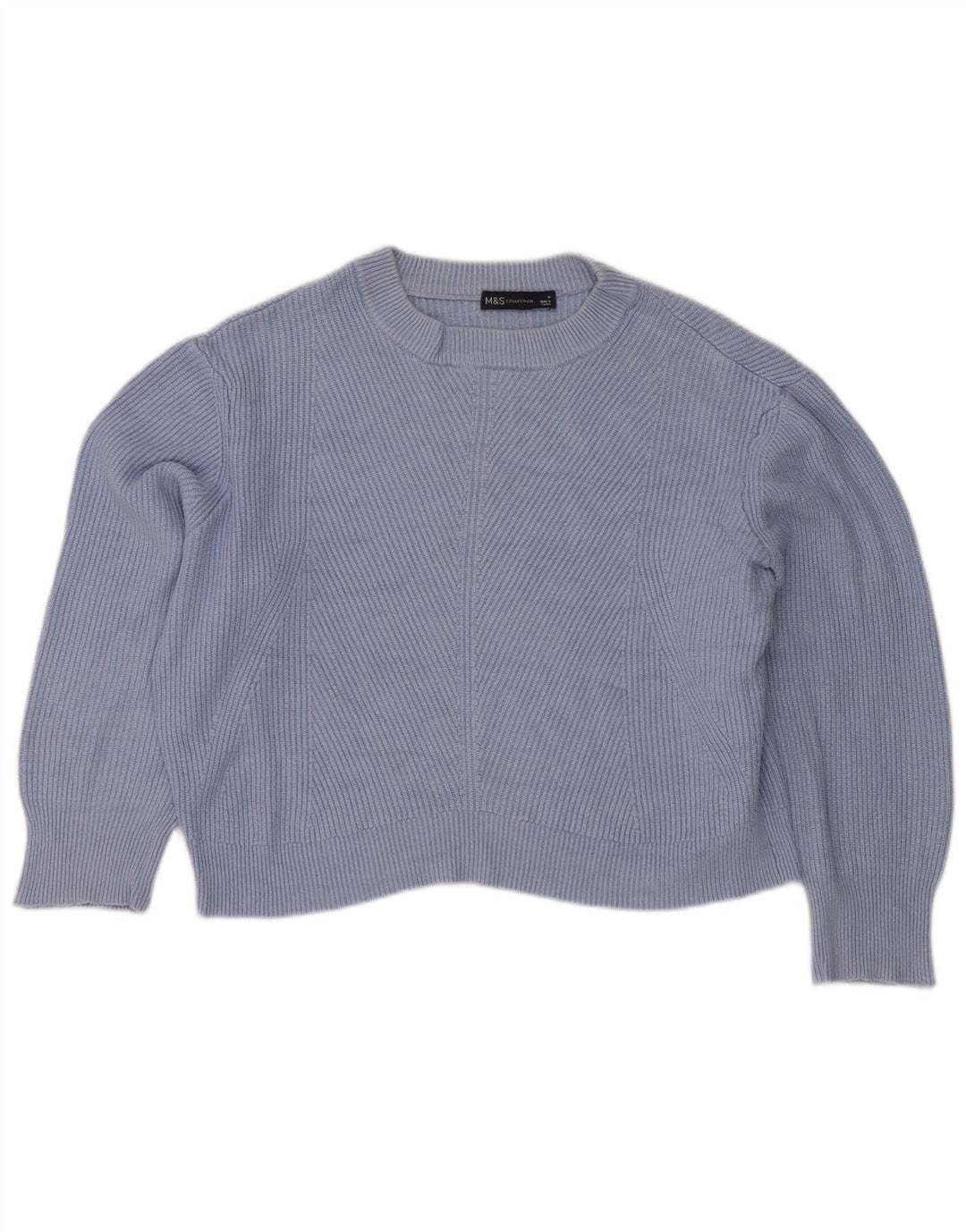 MARKS & SPENCER Suéter corto con cuello redondo para mujer UK 44 Azul medio