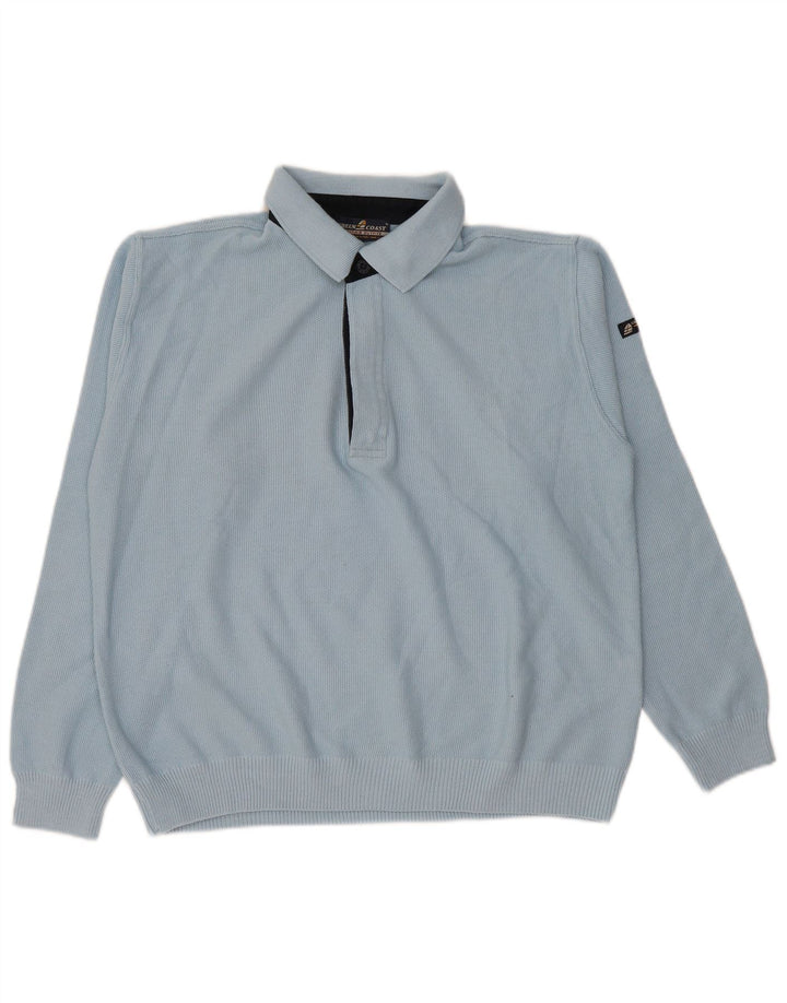 Green Coast Hombre Polo Cuello Jersey Jersey IT 50 Azul Medio