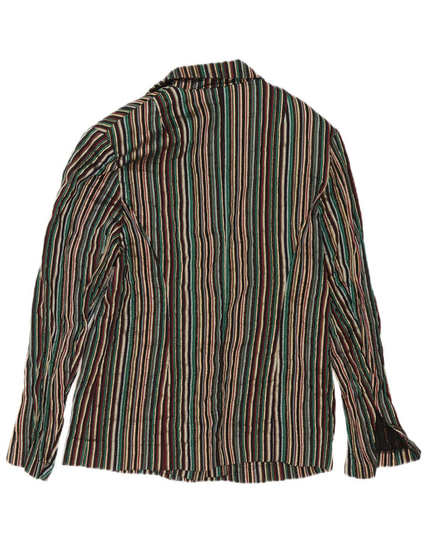 Vintage mujer 5 botones Blazer chaqueta Reino Unido 12 medio multicolor rayas