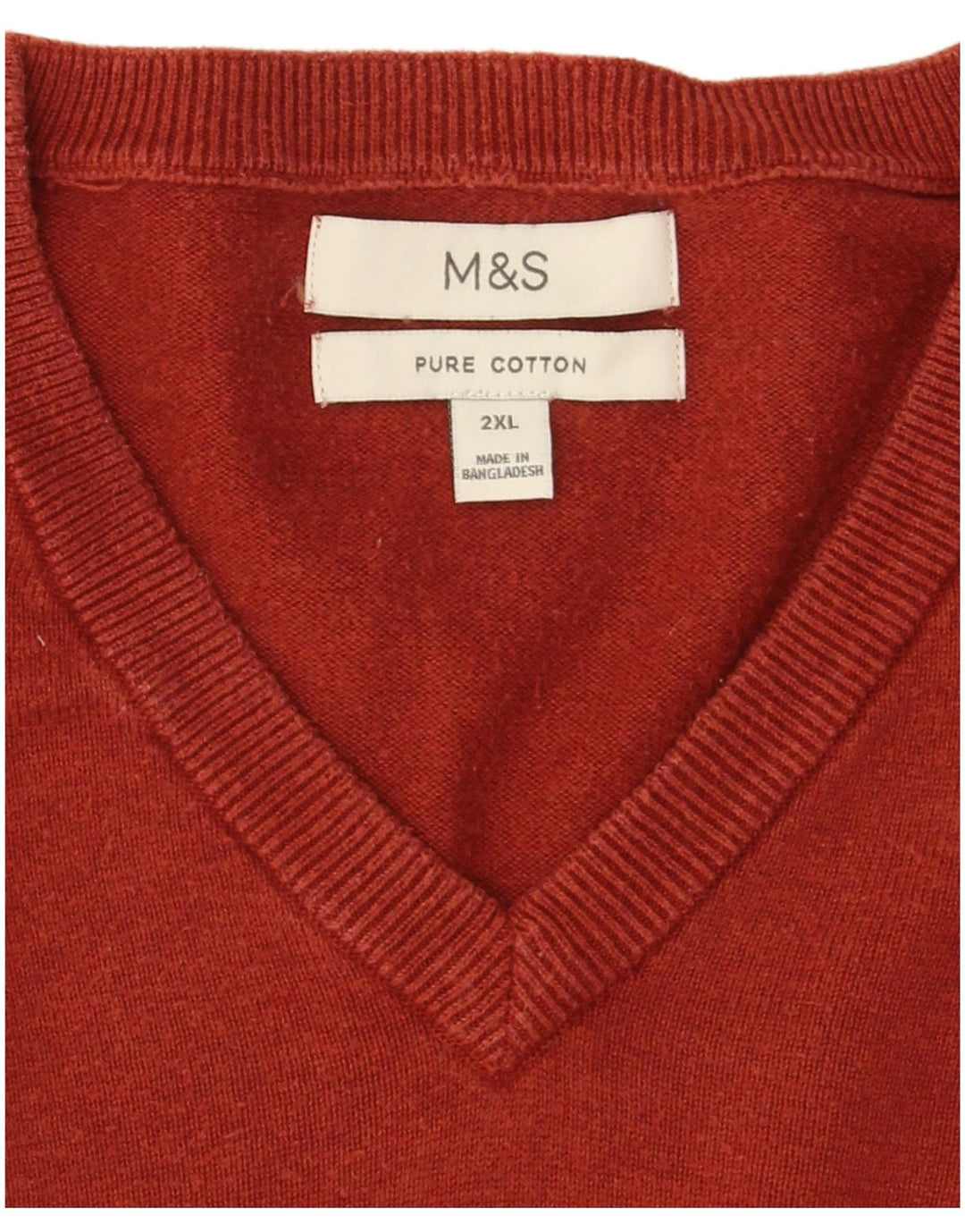 Marks & Spencer - Jersey con cuello en V para hombre, talla 2XL, algodón granate