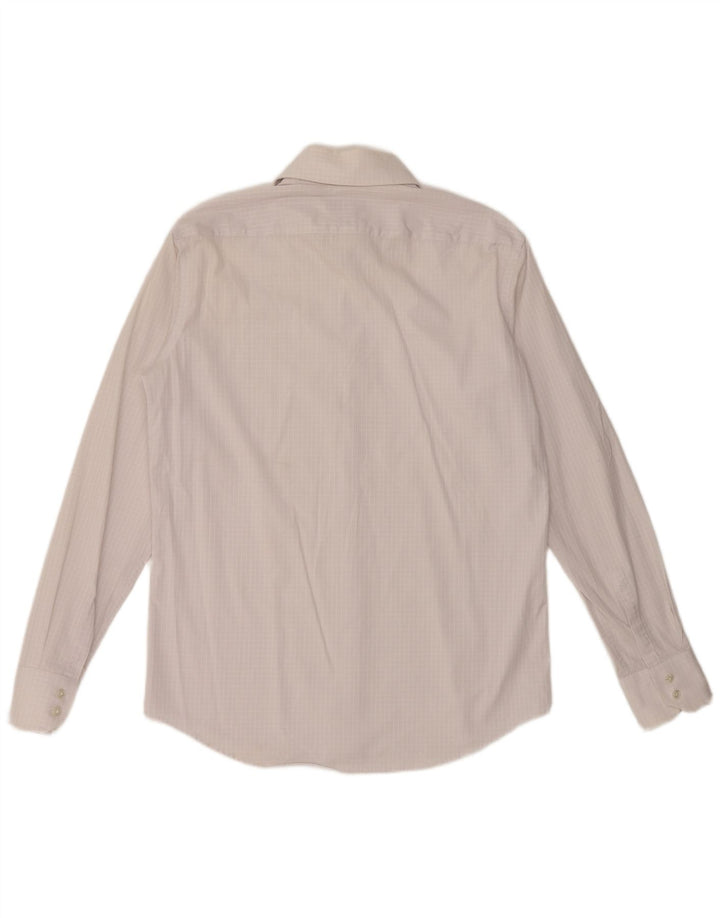 HUGO BOSS Camisa de corte regular para hombre Talla 40 15 3/4 Mediana Vichy blanca