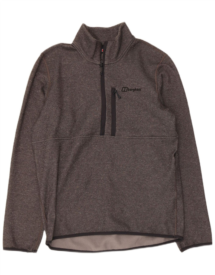 Berghaus Hombre Sudadera Con Cremallera Y Cuello Jersey Gris Medio