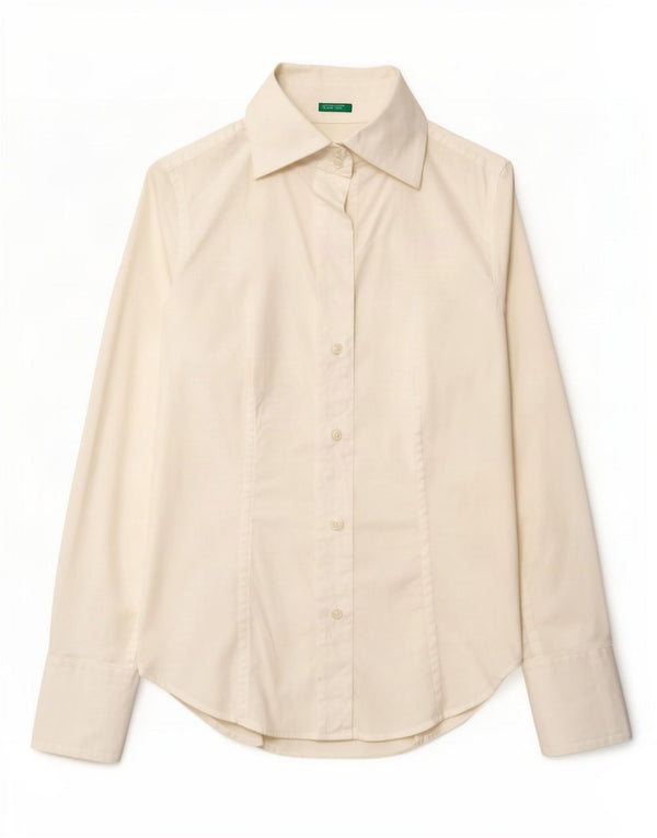 Camisa Benetton Mujer ES 42 Mediano Blanco
