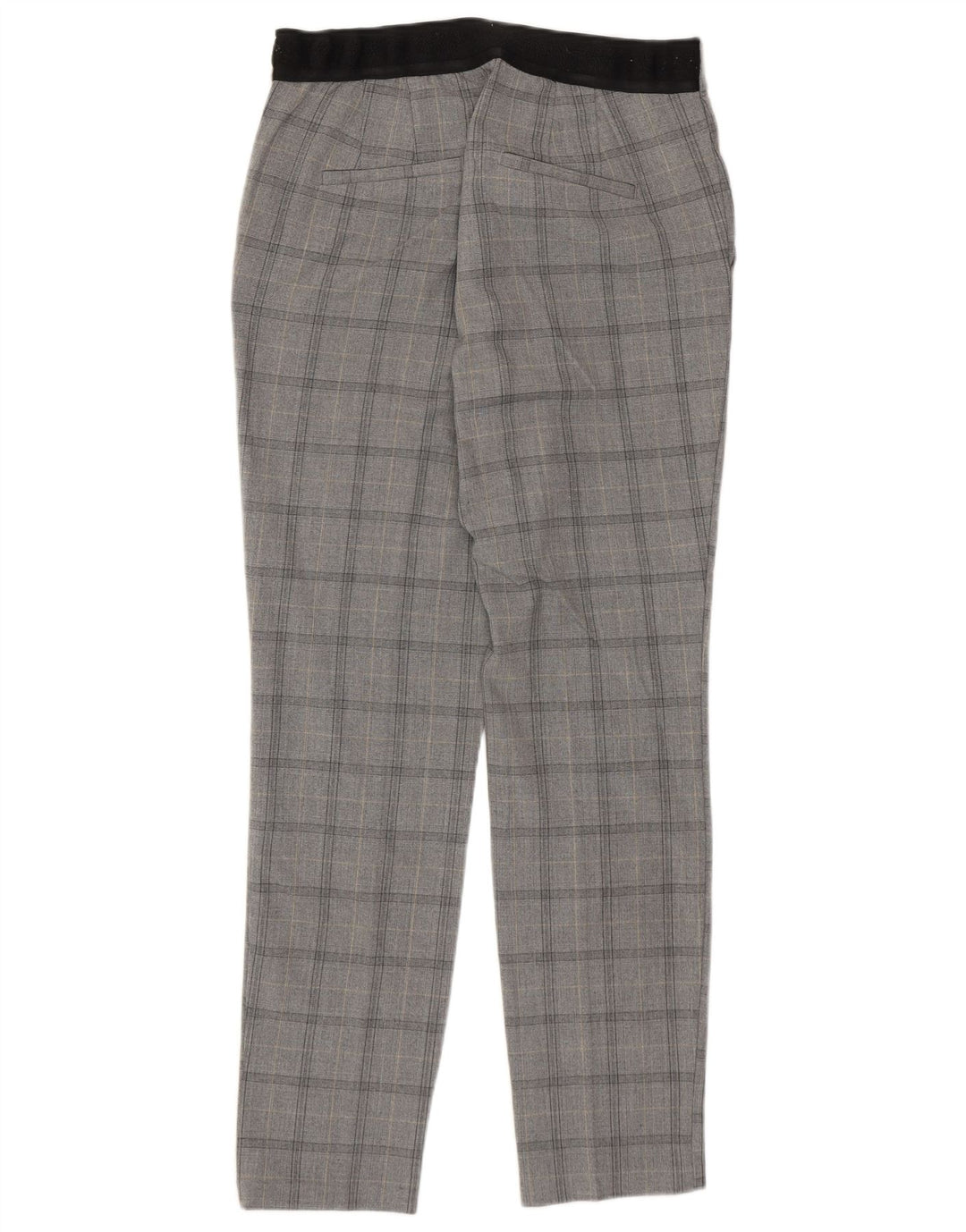 Zara Mujer Pantalón Chino Slim Medium W28 L27 Poliéster A Cuadros Gris