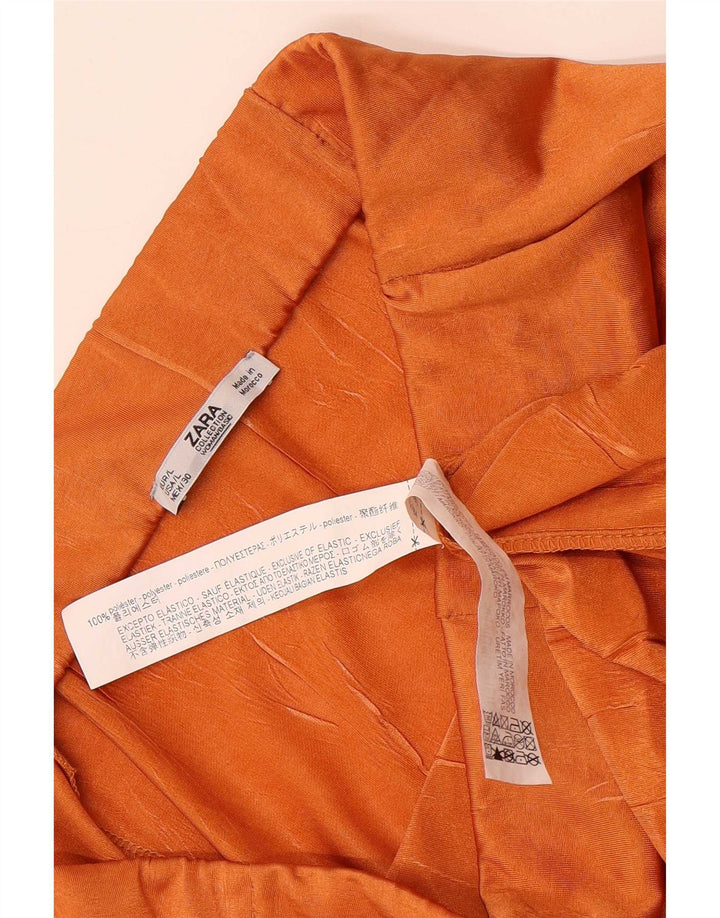Zara Falda Maxi De Cintura Alta Para Mujer Grande W30 Poliéster Naranja