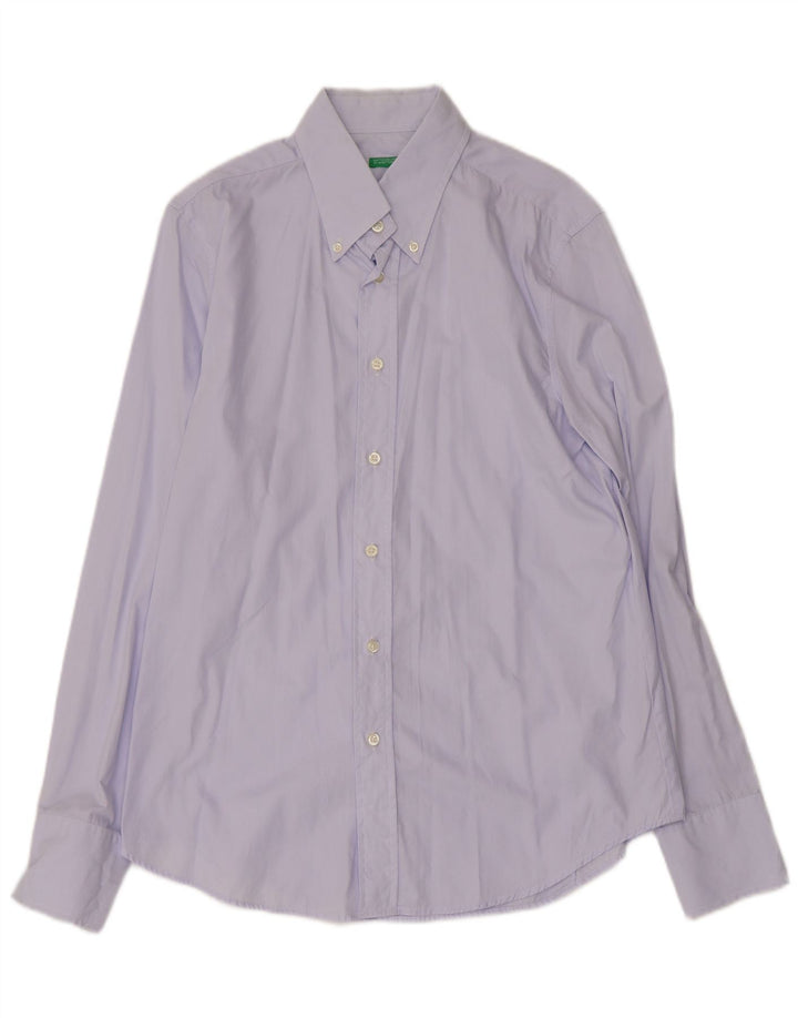 BENETTON Camisa Hombre Grande Algodón Morado